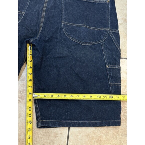 VINTAGE Y2K POLO JEANS‎ COMPANY ADJUSTABLE STRAP BAGGY DENIM CARPENTER SHORTS 36 - Picture 6 of 7
